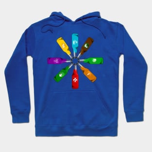 Zombie 8 Perk Pinwheel on Light Blue Hoodie